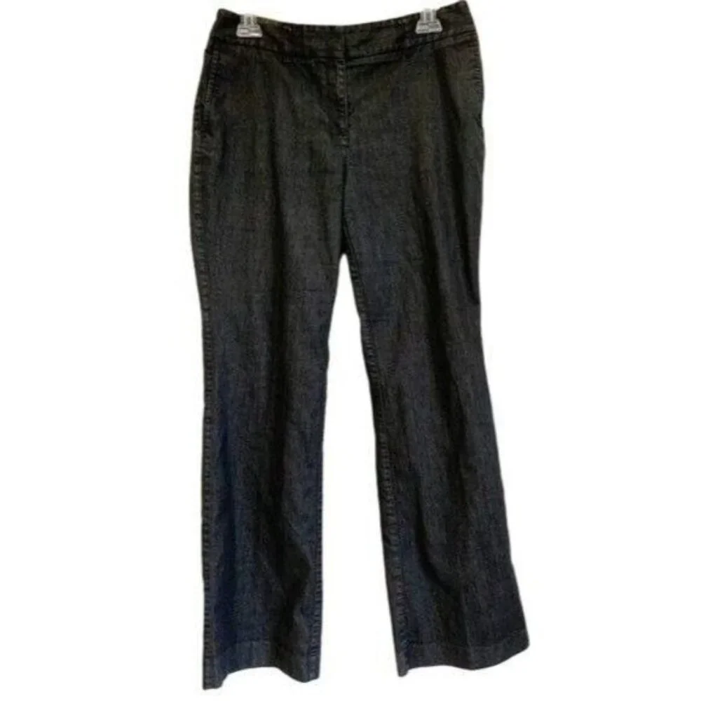 J.Jill Black Chambray Bootcut Pants 8 Stretch 28x30 Minimalist Business Casual